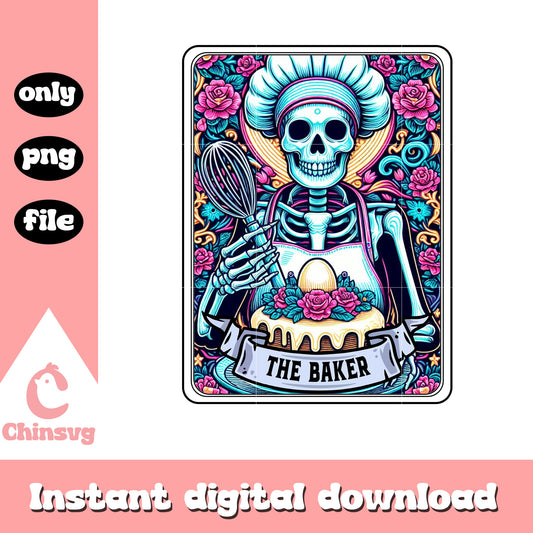 Tarot card the baker design png, skeleton tarot cards png