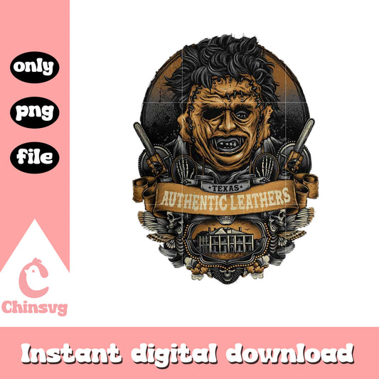 Taxas authentic leathers design png, best horror movie png