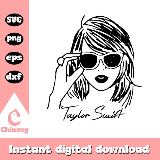 Taylor Swift black glasses svg, Taylor Swift svg, fan art svg 