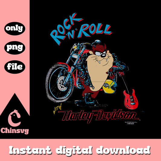 Taz rock 'n' roll with harley-davidson design png, taz cartoon png