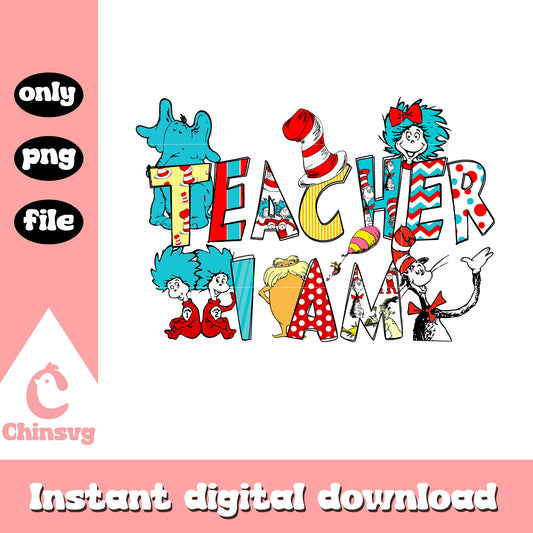 Teacher I am Dr Seuss font design png, teacher I am png