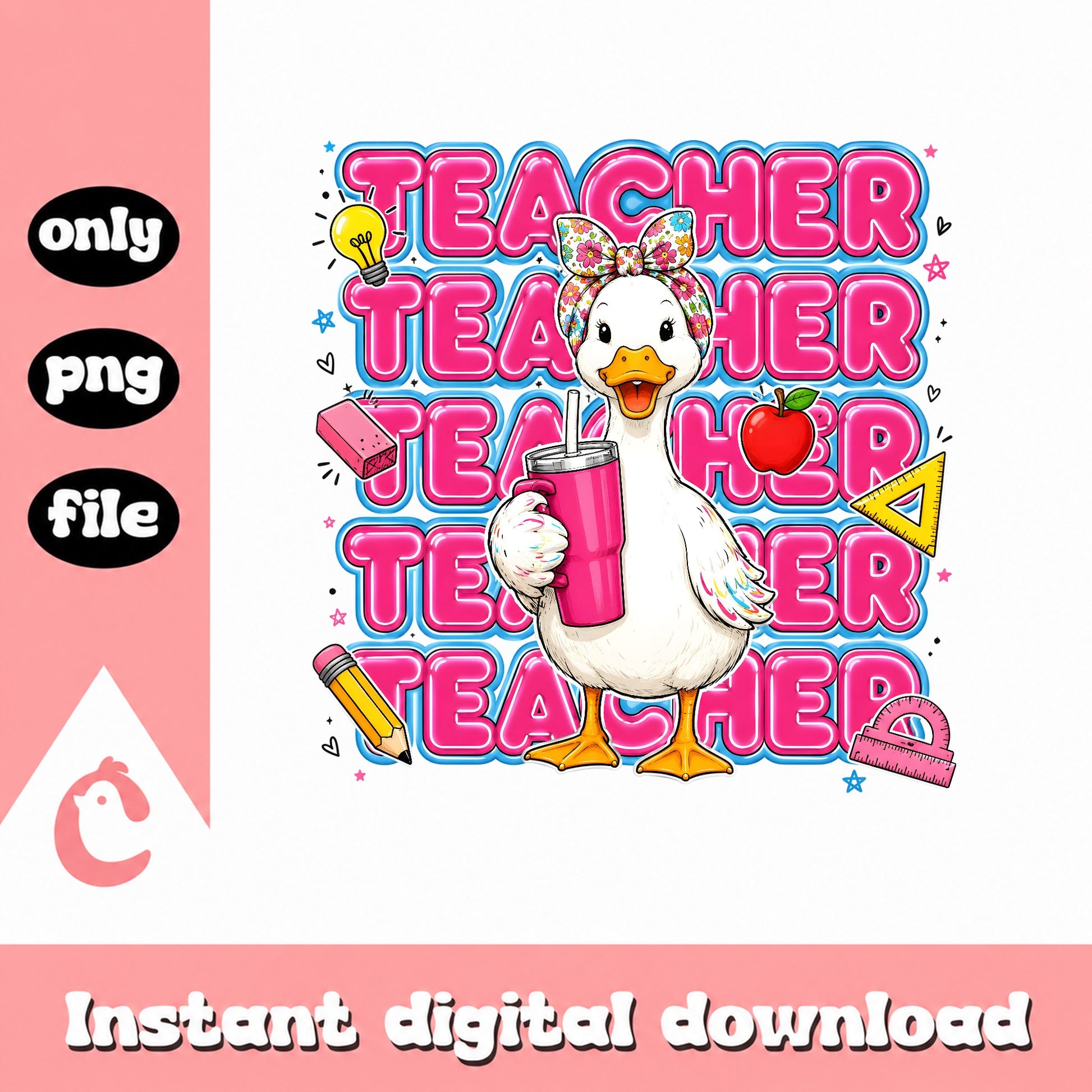 Teacher Duck With Coffee SVG, Back To School Clipart, PNG File