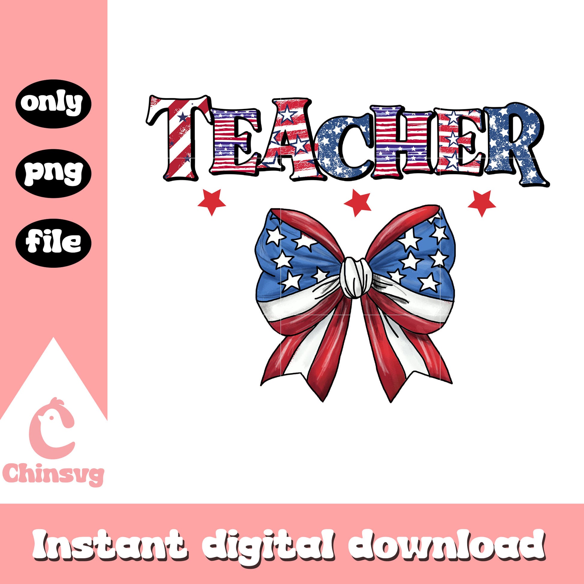 Teacher bow america flag png, teacher day png, america flag png