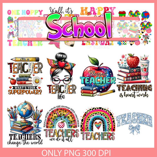 Teacher life design bundle png, teacher blessing​ png, back to school png