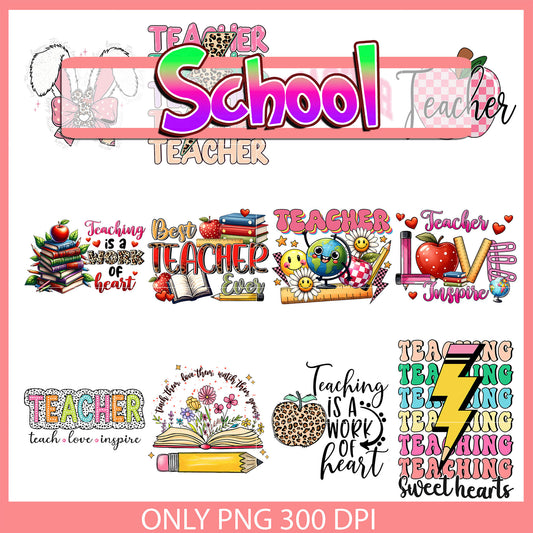 Teacher vibes design bundle png, teacher life​ png, teacher blessing​ png