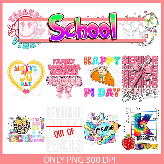 Teacher vibes logo design bundle png, school teacher​ png