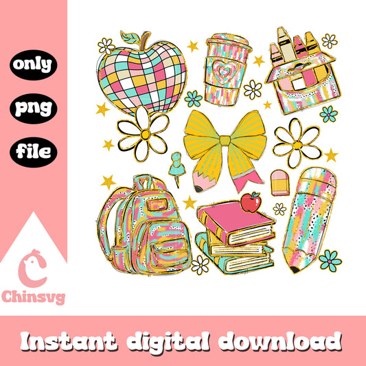 Teach love coquette clipart design png, the school teacher png