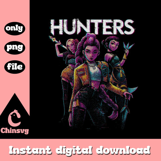 Team girl hunters design png, kpop demon hunters movie png