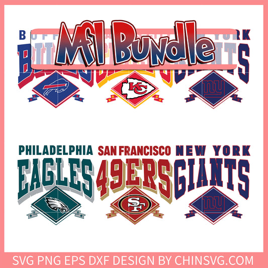 Teams of nfl games bundle svg, nfl logo design svg