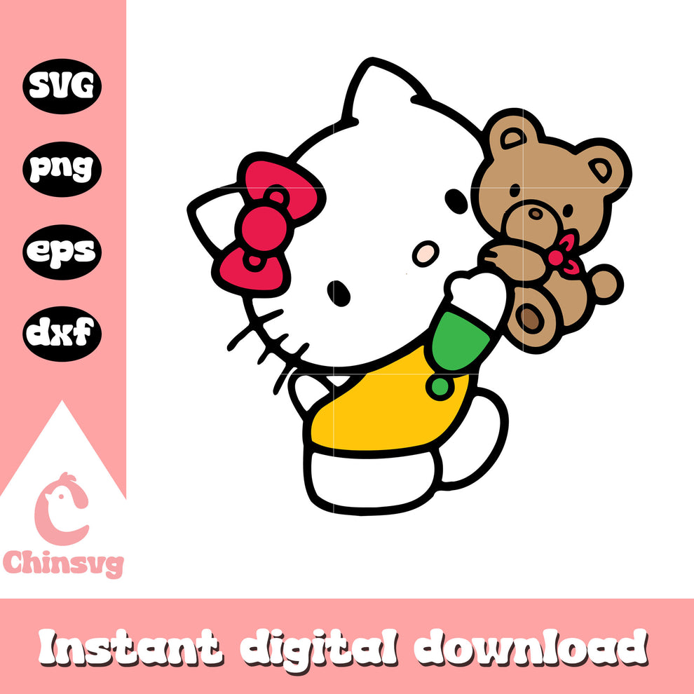 Teddy bear and hello kitty svg, hello kitty care bear svg – Chinsvg