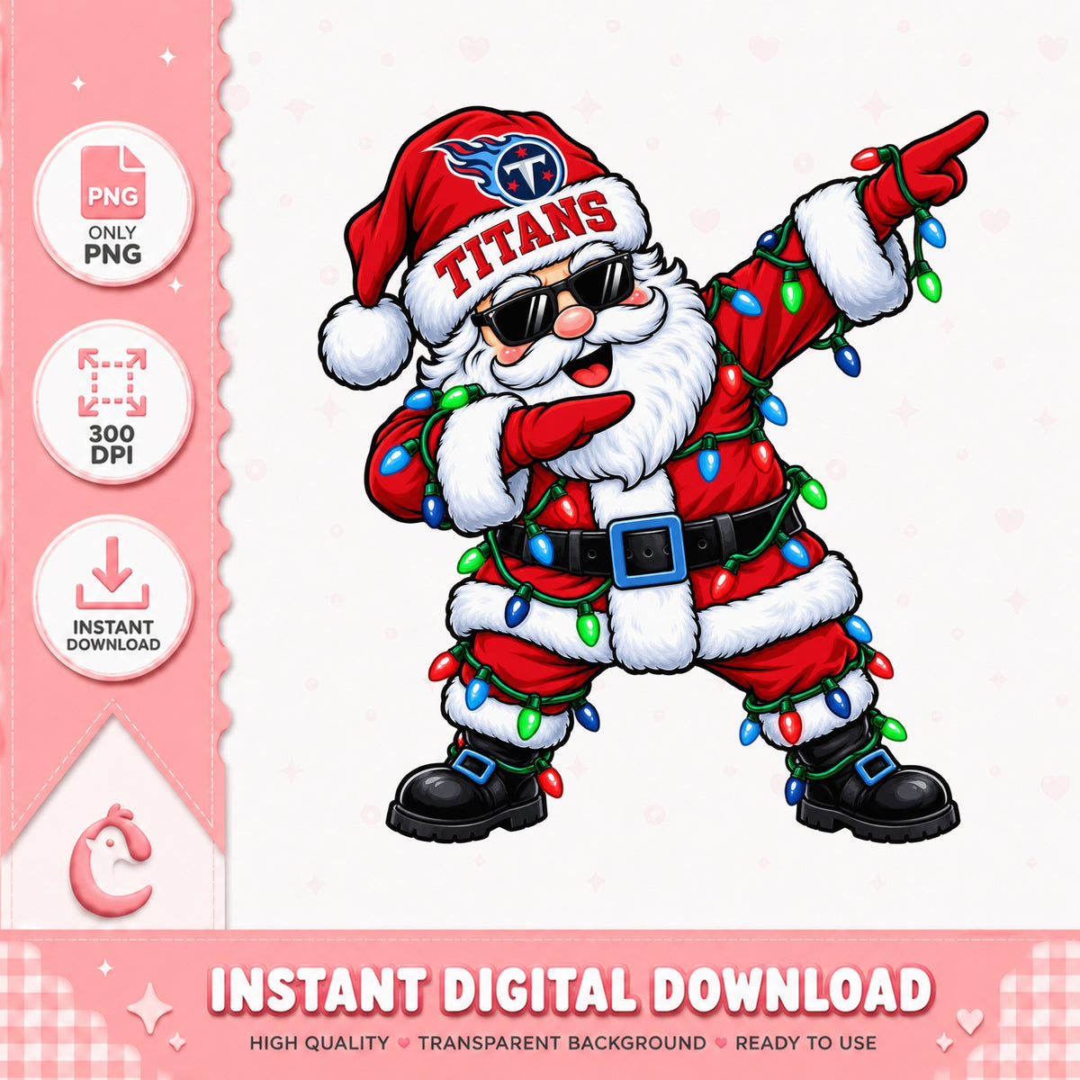 Tennessee Titans Santa Claus PNG, Christmas NFL PNG, Dabbing Santa PNG