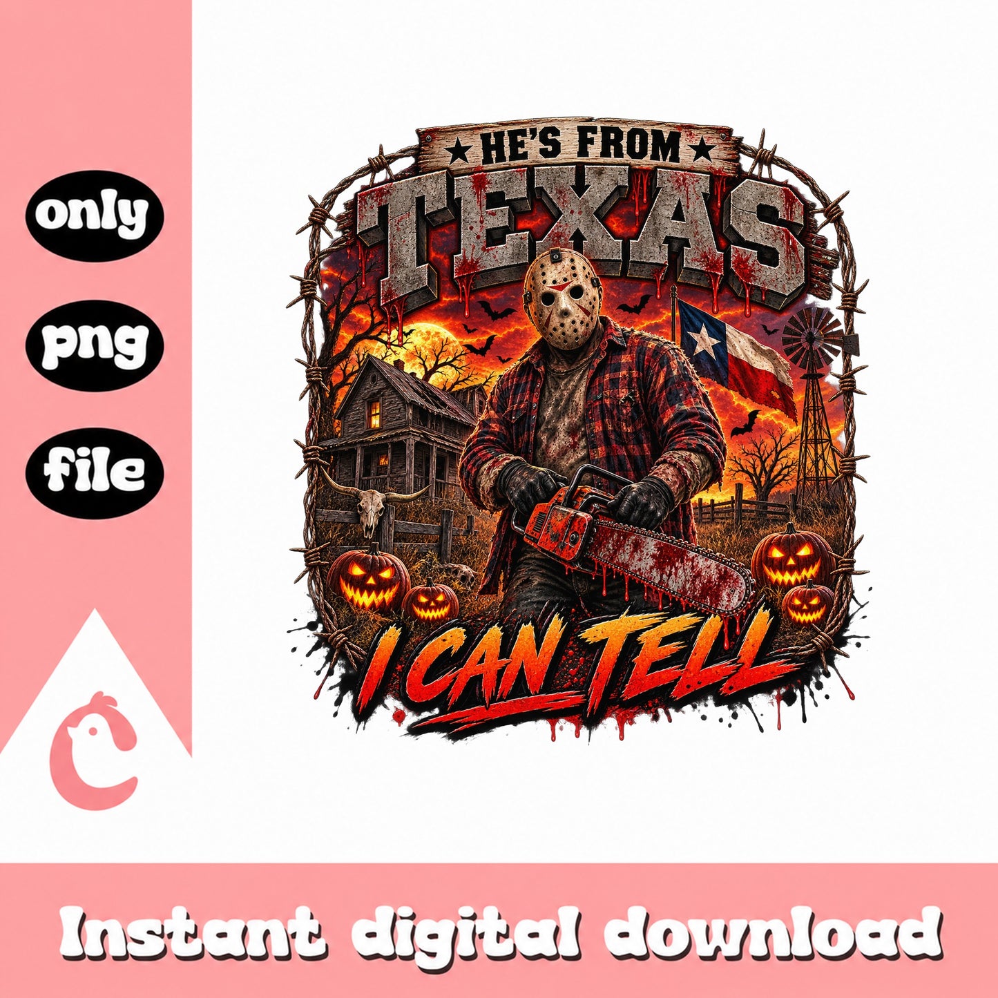 Texas Chainsaw Massacre PNG, Horror Movie Halloween, Instant Download PNG