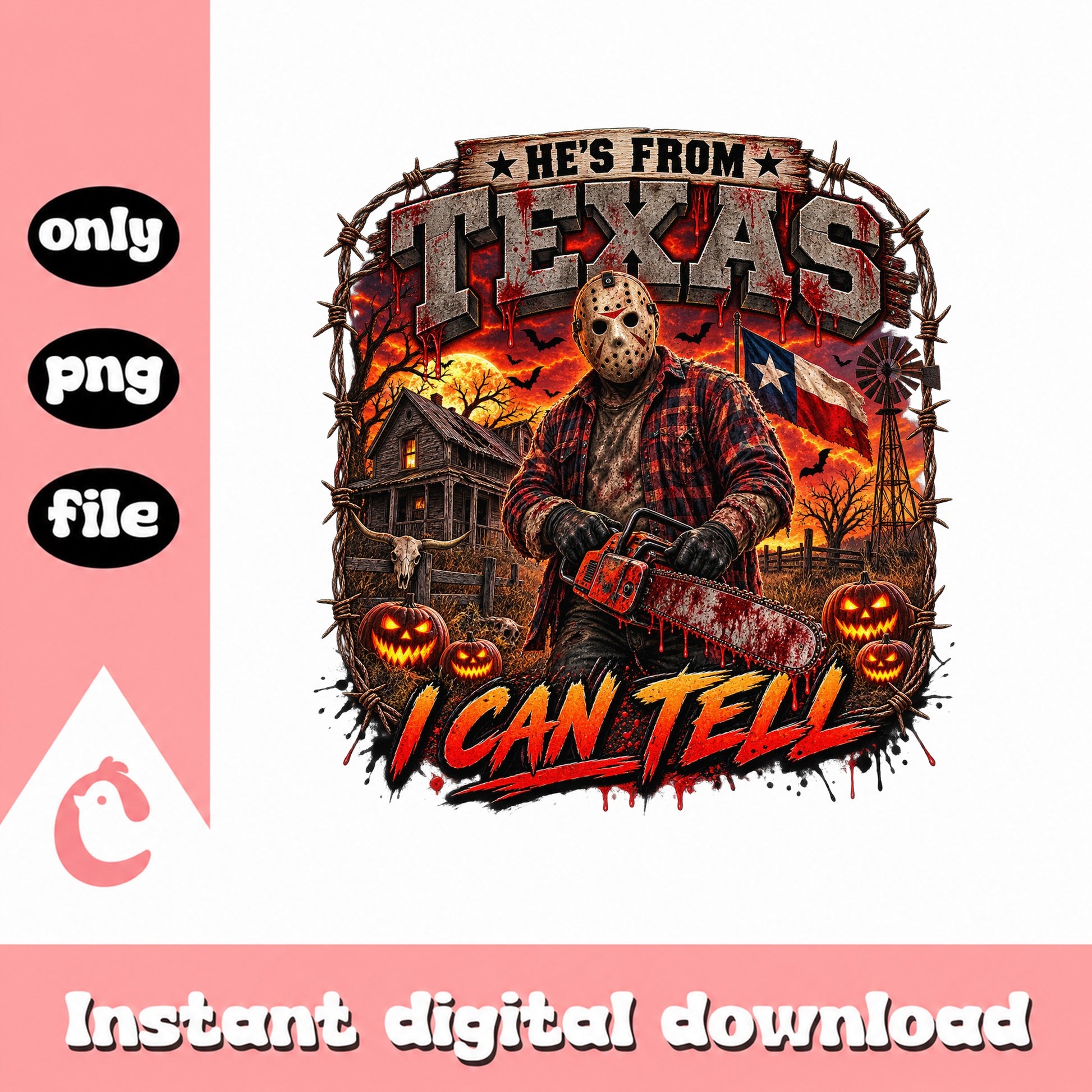 Texas Chainsaw Massacre PNG, Horror Movie Halloween, Instant Download PNG