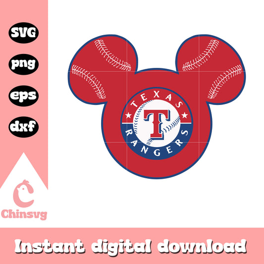 Texas rangers logo mickey head svg, mickey head svg, Texas rangers svg