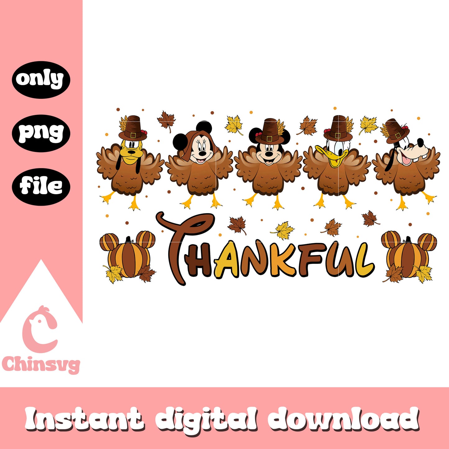 Thankful disney mickey characters turkey cosplay png, disney png