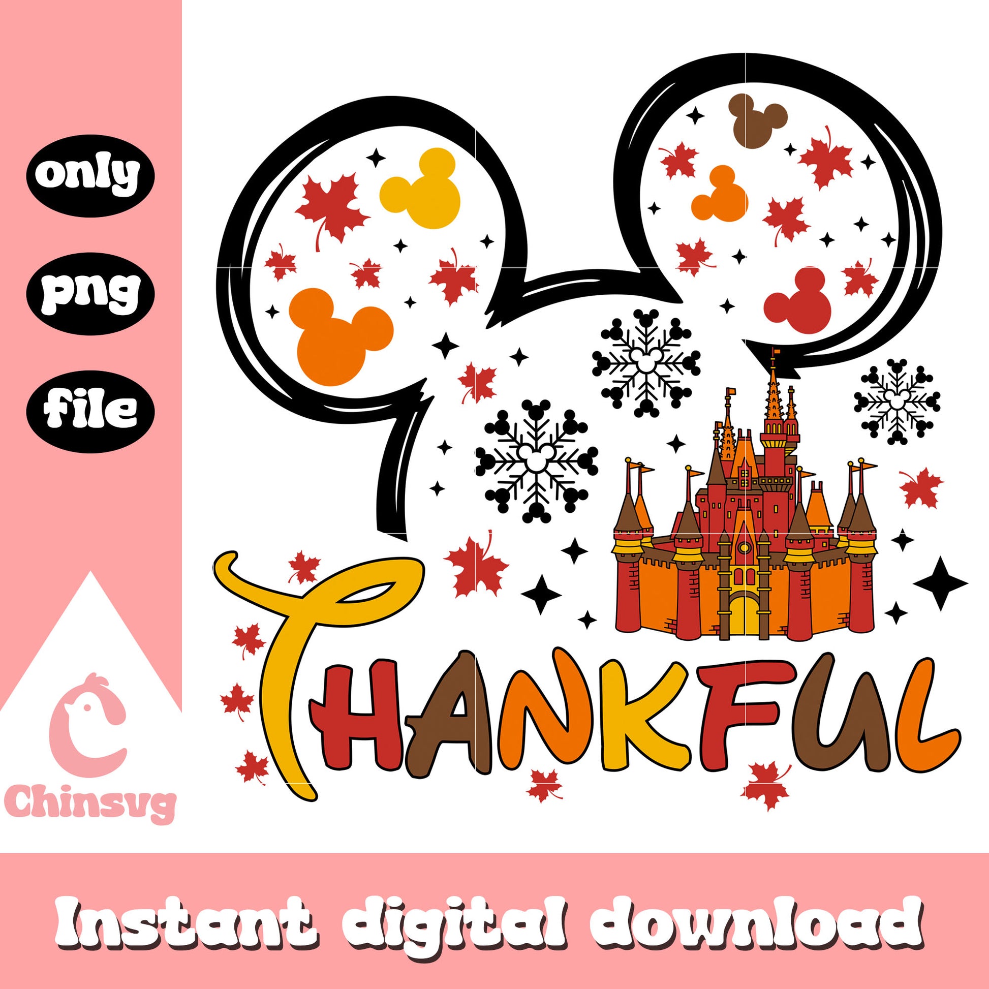 Thankful mickey ear catsle design png, disney mickey cartoon png