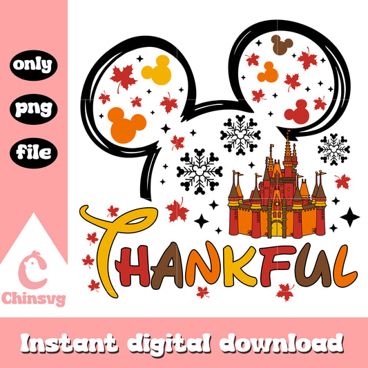 Thankful mickey ear catsle design png, disney mickey cartoon png