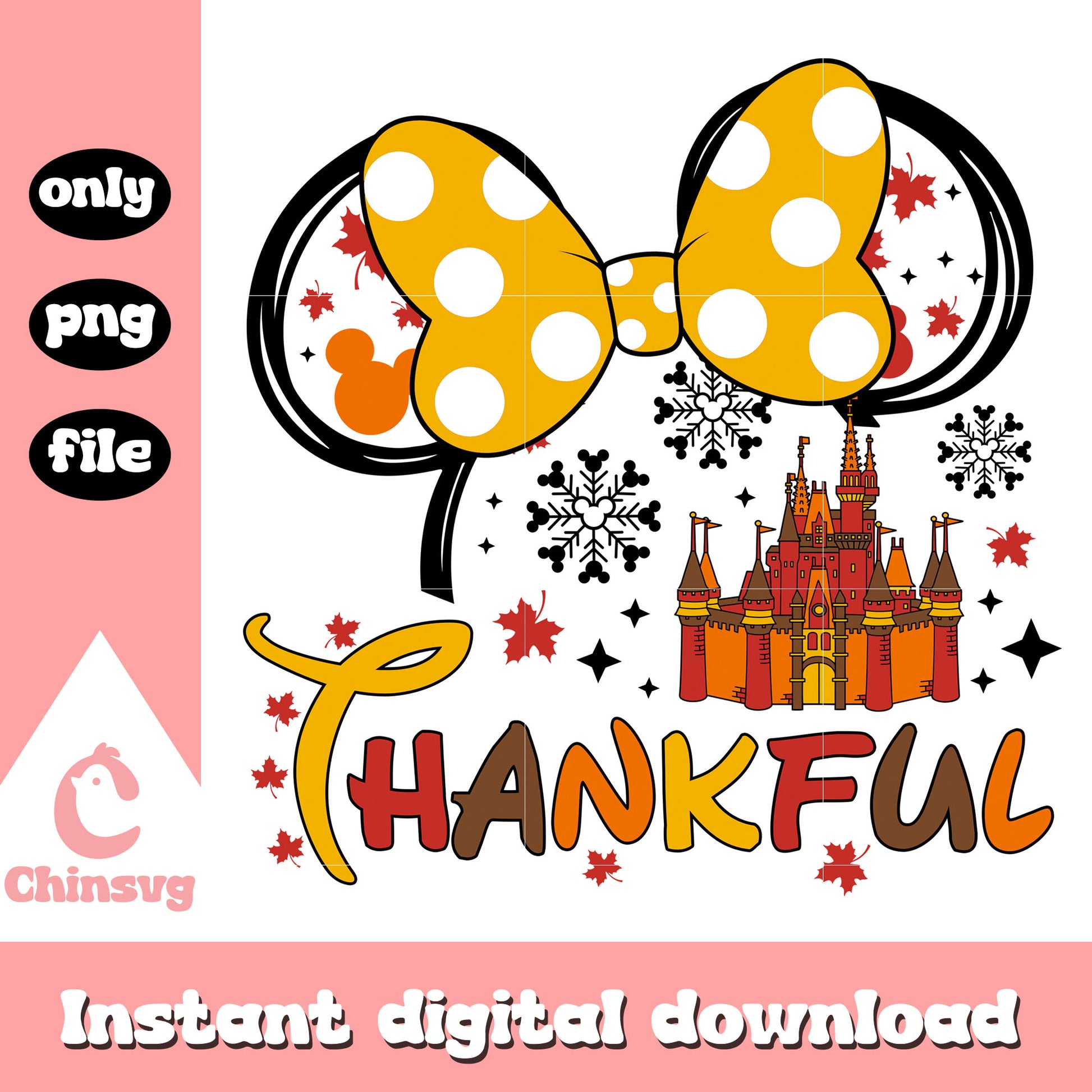 Thankful minnie ear catsle design png, disney minnie cartoon png