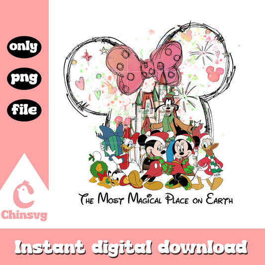 The most magical place on earth christmas png, minnie mouse christmas ears​ png