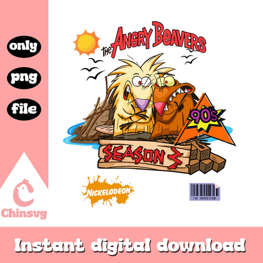 The angry beavers season 3 90s png, daggett and norbert foster png