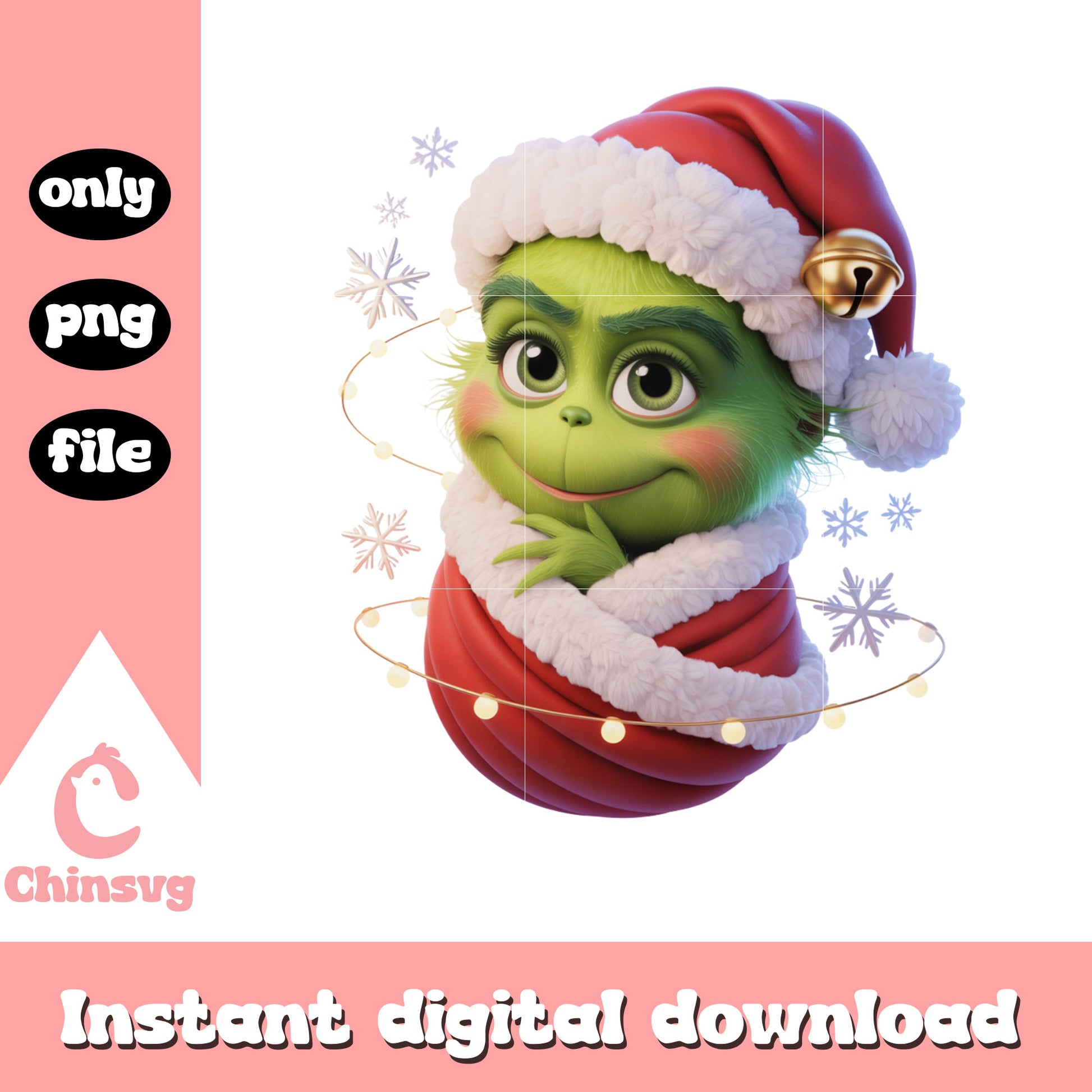 The baby grinch christmas light design png, grinch christmas png 