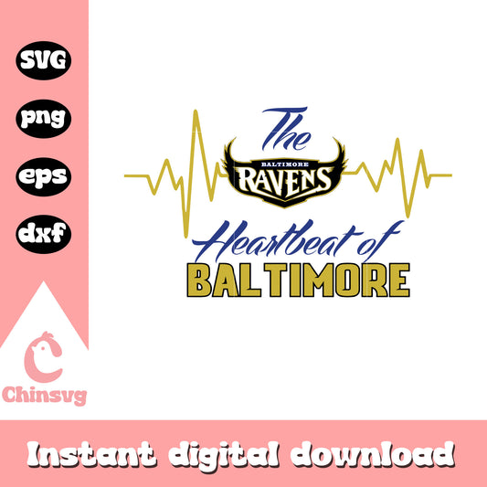 The baltimore ravens heartbeat of baltimore svg, nfl football svg