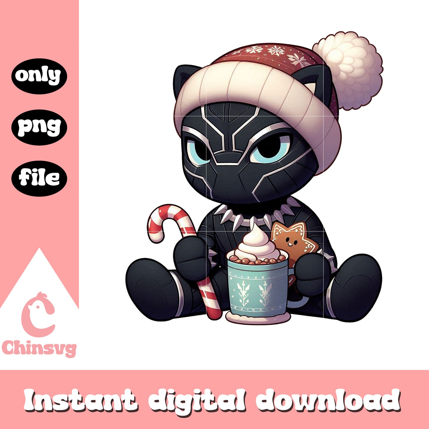The black panther christmas day png, christmas colors png