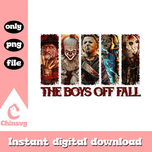 The boys off fall halloween design png, horror characters png