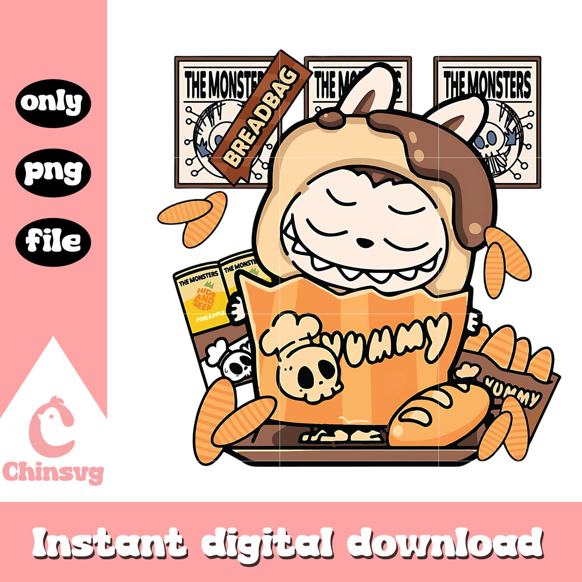 Bread Labubu The bread labubu cute doll design png, labubu the monster png – Chinsvg