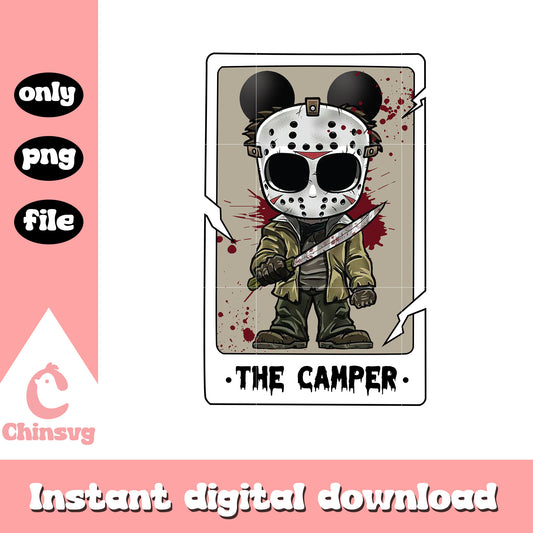 The camper jason mickey ears png, jason voorhees card png