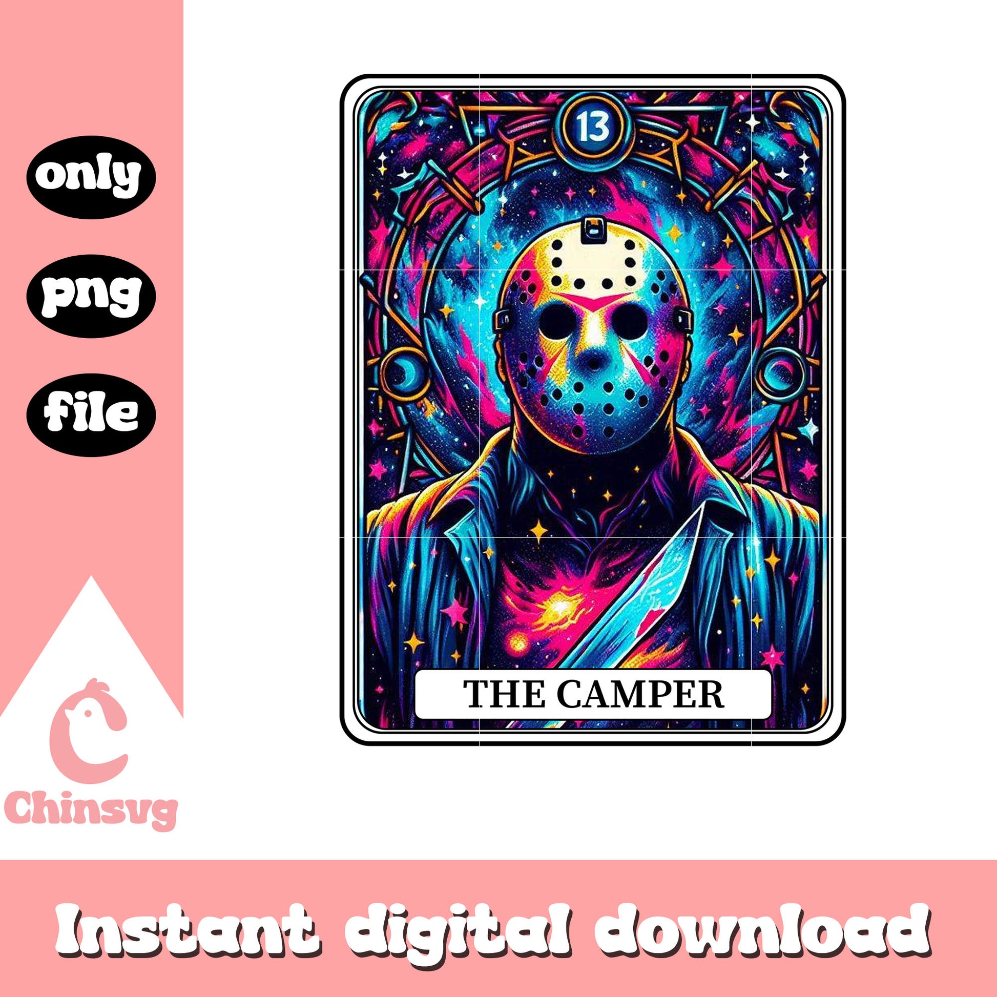 The camper jason voorhees halloween png, death tarot png