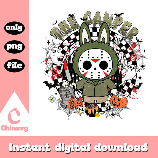 The camper jason voorhees labubu design png, jason voorhees art png