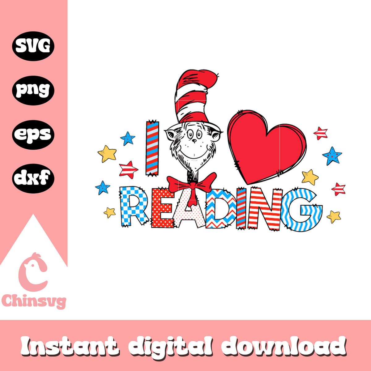 The cat in the hat I love reading svg, dr seuss characters svg – Chinsvg