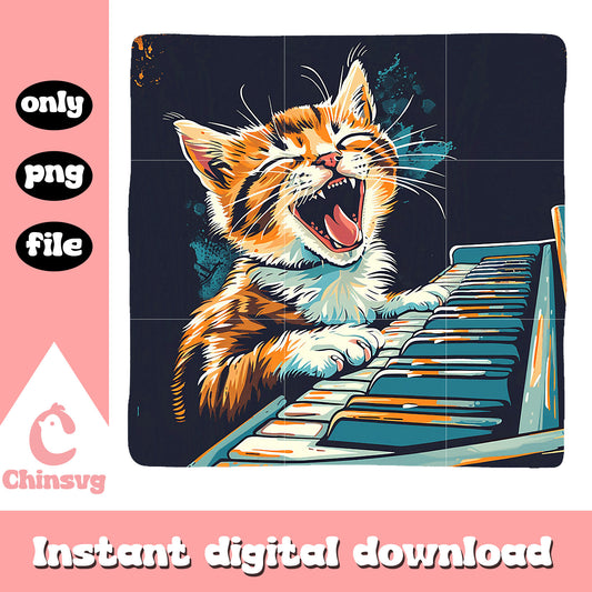 The cat playing piano png, cute cats drawing png, piano png