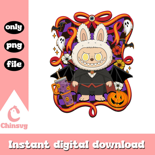 The classic vampire halloween labubu bow png, vampire halloween png