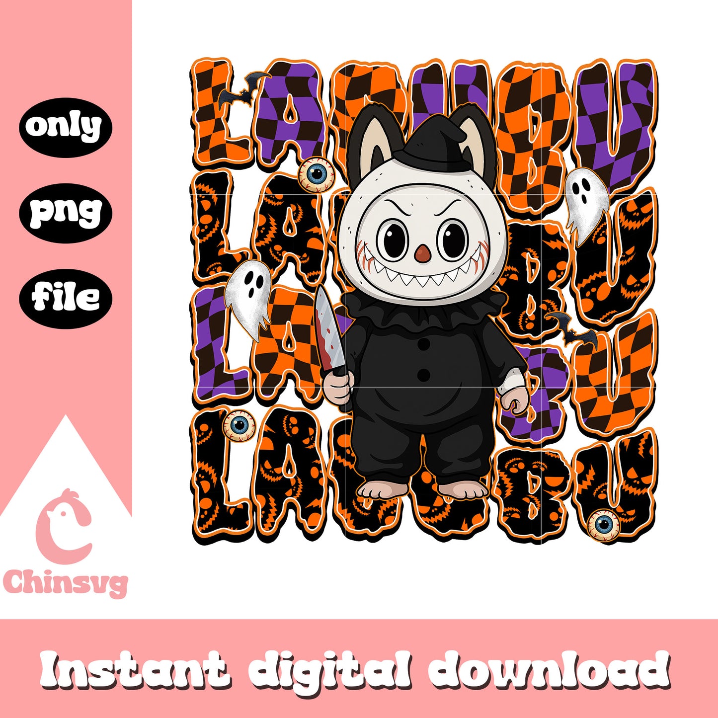 The clown labubu doll design png, clown halloween png