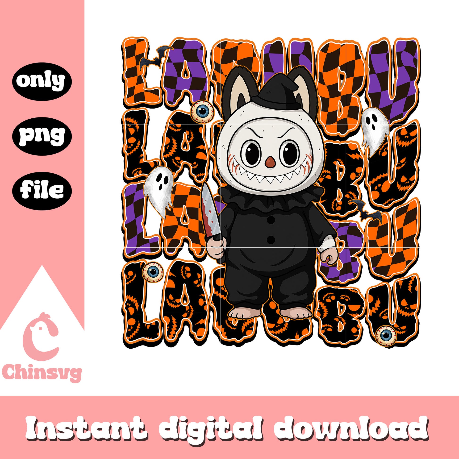 The clown labubu doll design png, clown halloween png
