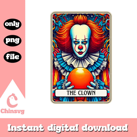 The clown tarot card design png, halloween pennywise png