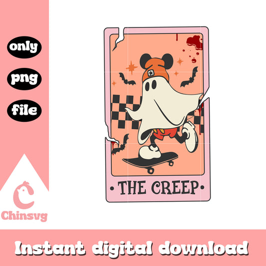 The creep ghost mickey skateboard tarot card png, ghost mickey png