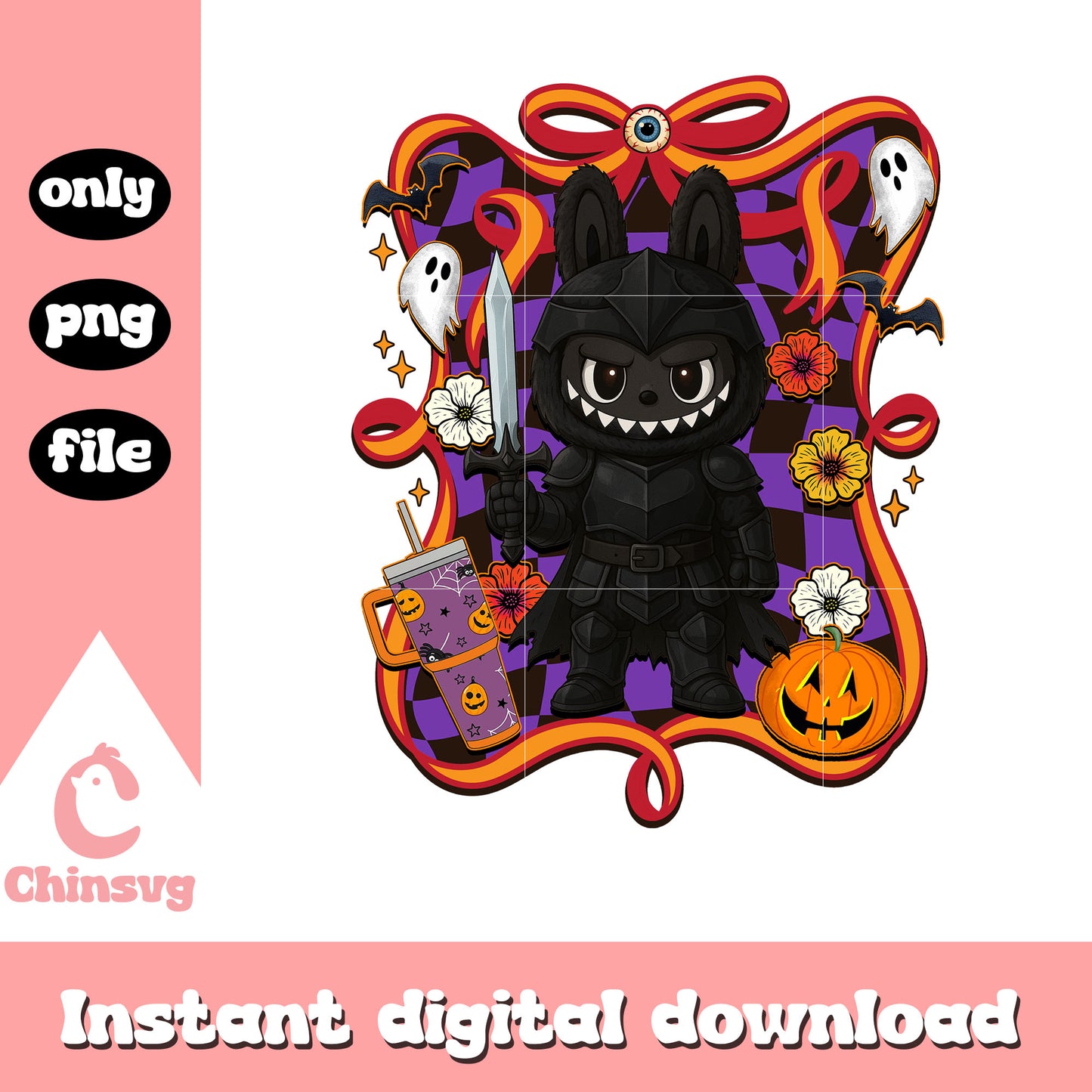 The dark knight halloween labubu bow png, halloween decor png