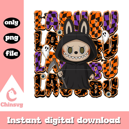The death labubu doll design png, happy halloween png (1)