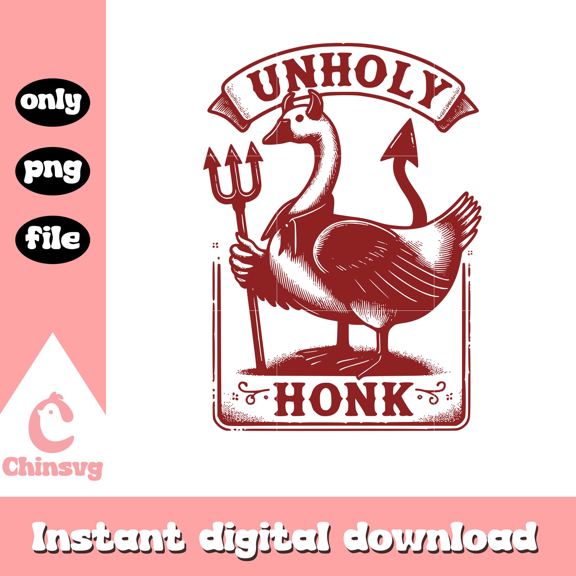 The devil goose unholy honk design png, cute goose png