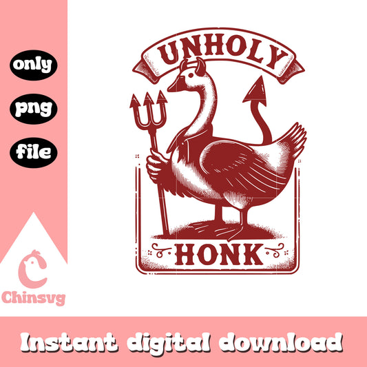 The devil goose unholy honk design png, cute goose png