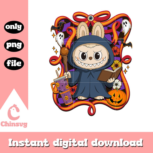 The devil wizard halloween labubu bow png, halloween art png
