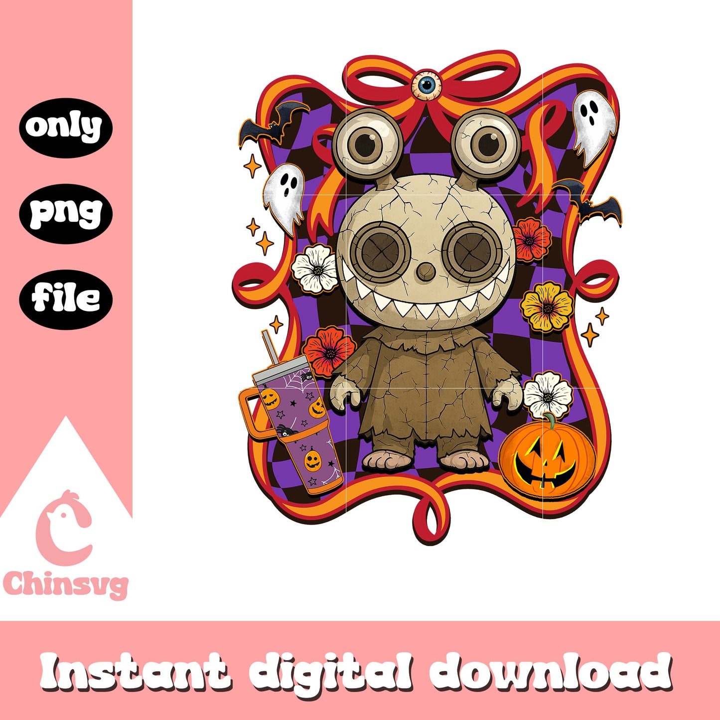 The doll halloween labubu bow png, halloween clipart png
