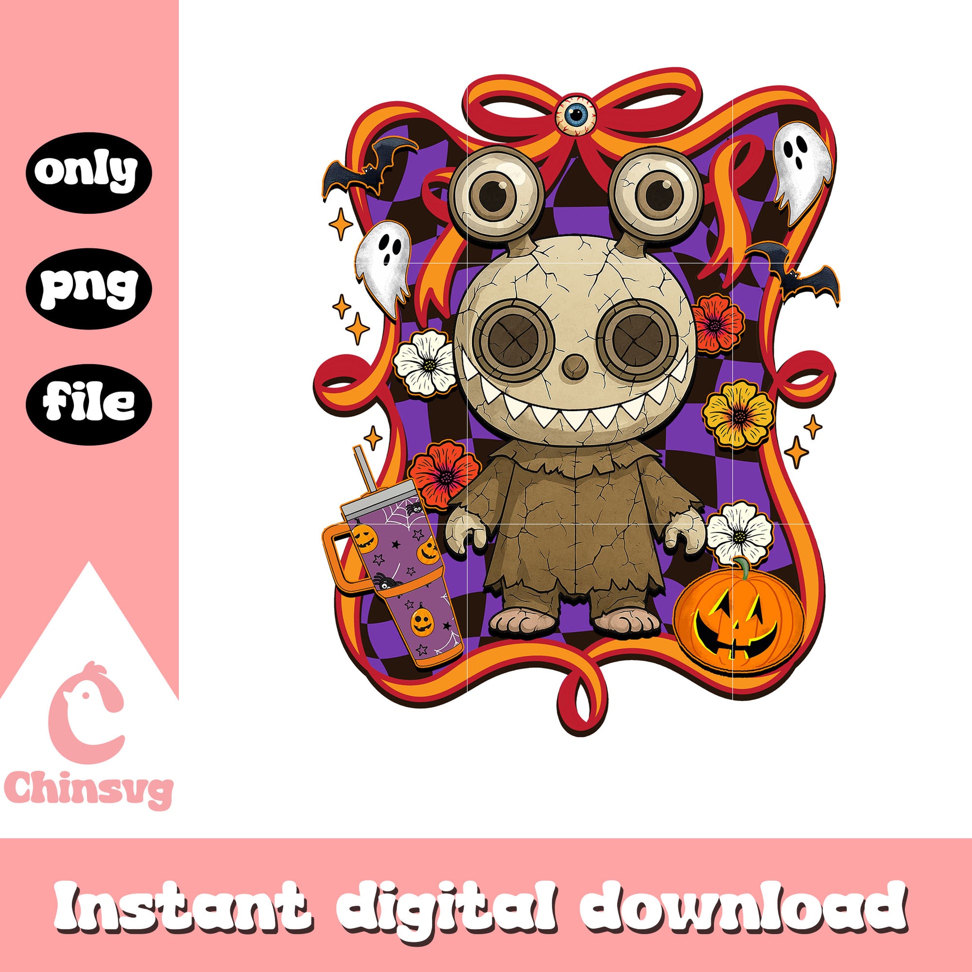 The doll halloween labubu bow png, halloween clipart png