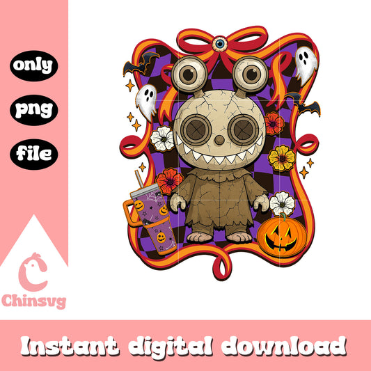 The doll halloween labubu bow png, halloween clipart png