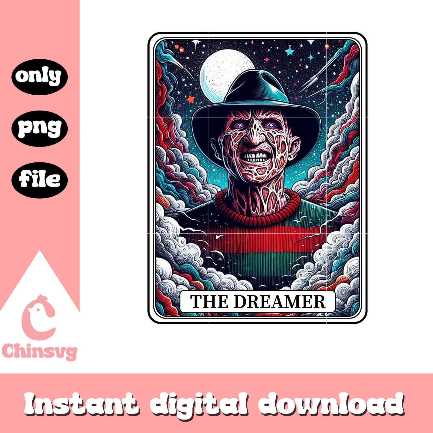 The dreamer freddy krueger halloween png, tarot card png