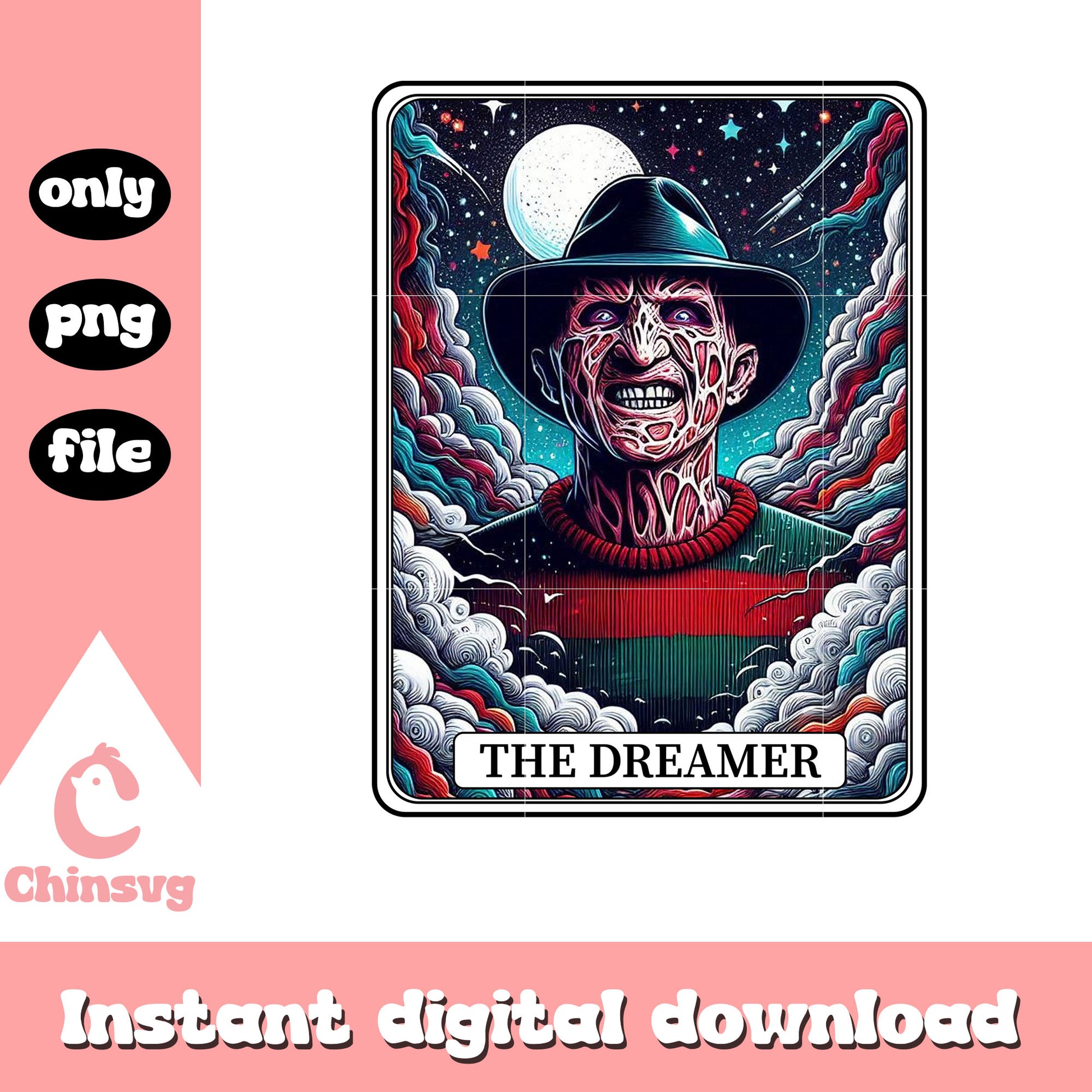 The dreamer freddy krueger halloween png, tarot card png
