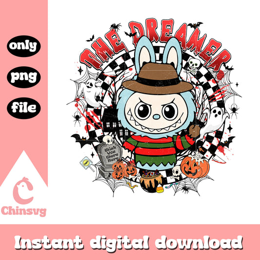 The dreamer freddy krueger labubu design png, freddy krueger art png